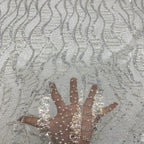 3/5 mm Sequin & Bubble-Bead Embroidered Bridal Fabric – Design 16127 — fabric photo 4