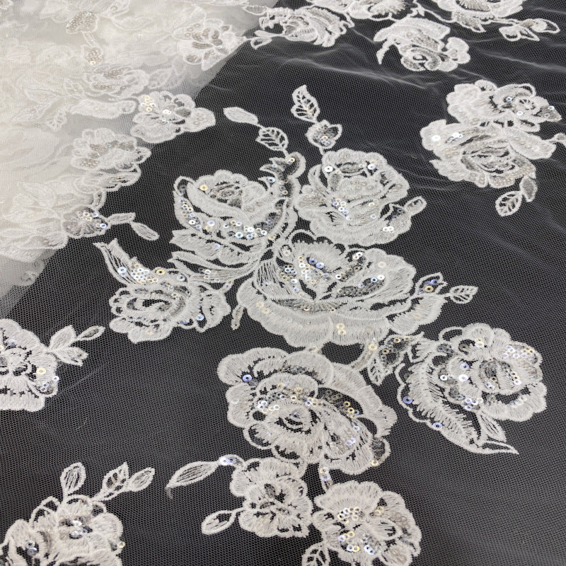 Sequin Embroidered Bridal Fabric – Design 37375 — fabric photo 3