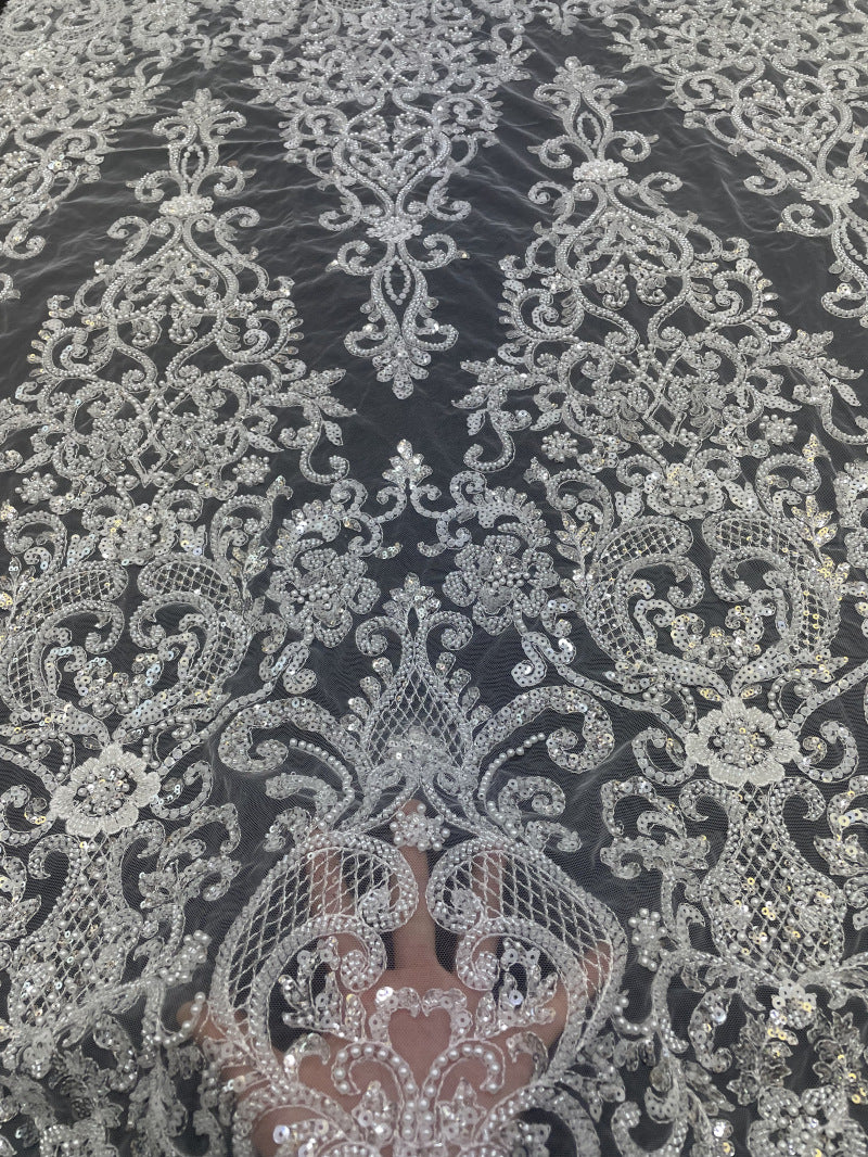 Ornamental Foam Bead & 3/5mm Sequin Fabric — fabric photo 2