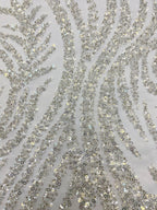 Foam Bead & Sequin Embroidered Bridal Fabric — fabric photo 5