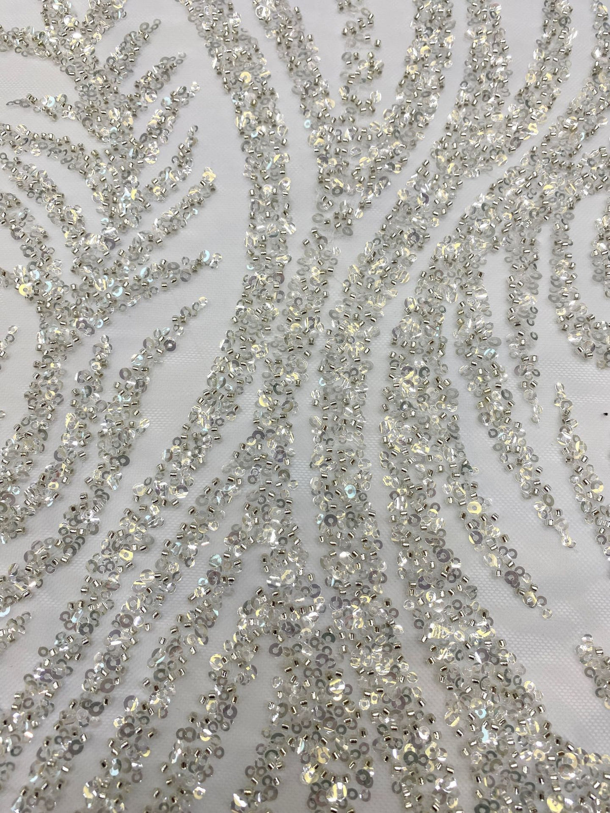 Foam Bead & Sequin Embroidered Bridal Fabric — fabric photo 5