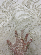 Silver-White Thread Triple-Bead & 3 mm Sequin Fabric — fabric photo 4