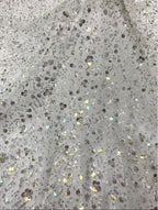 3/7 mm Crystal-Look Sequin & Silver-Bead Embroidered Bridal Fabric – Design 43071 — fabric photo 2