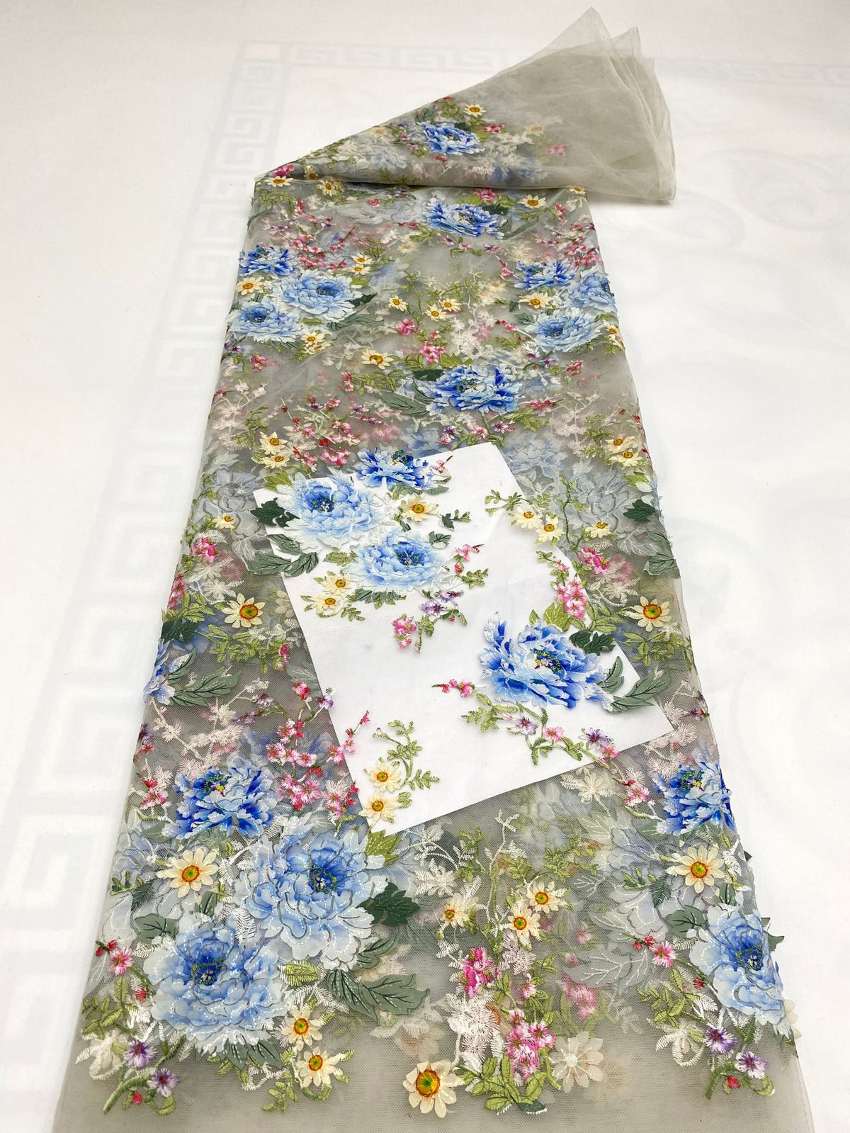 Botanical Printed Laser Embroidery Fabric — fabric photo 6