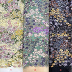 Botanical Mixed-Color Sequin Embroidered Fabric — fabric photo 2