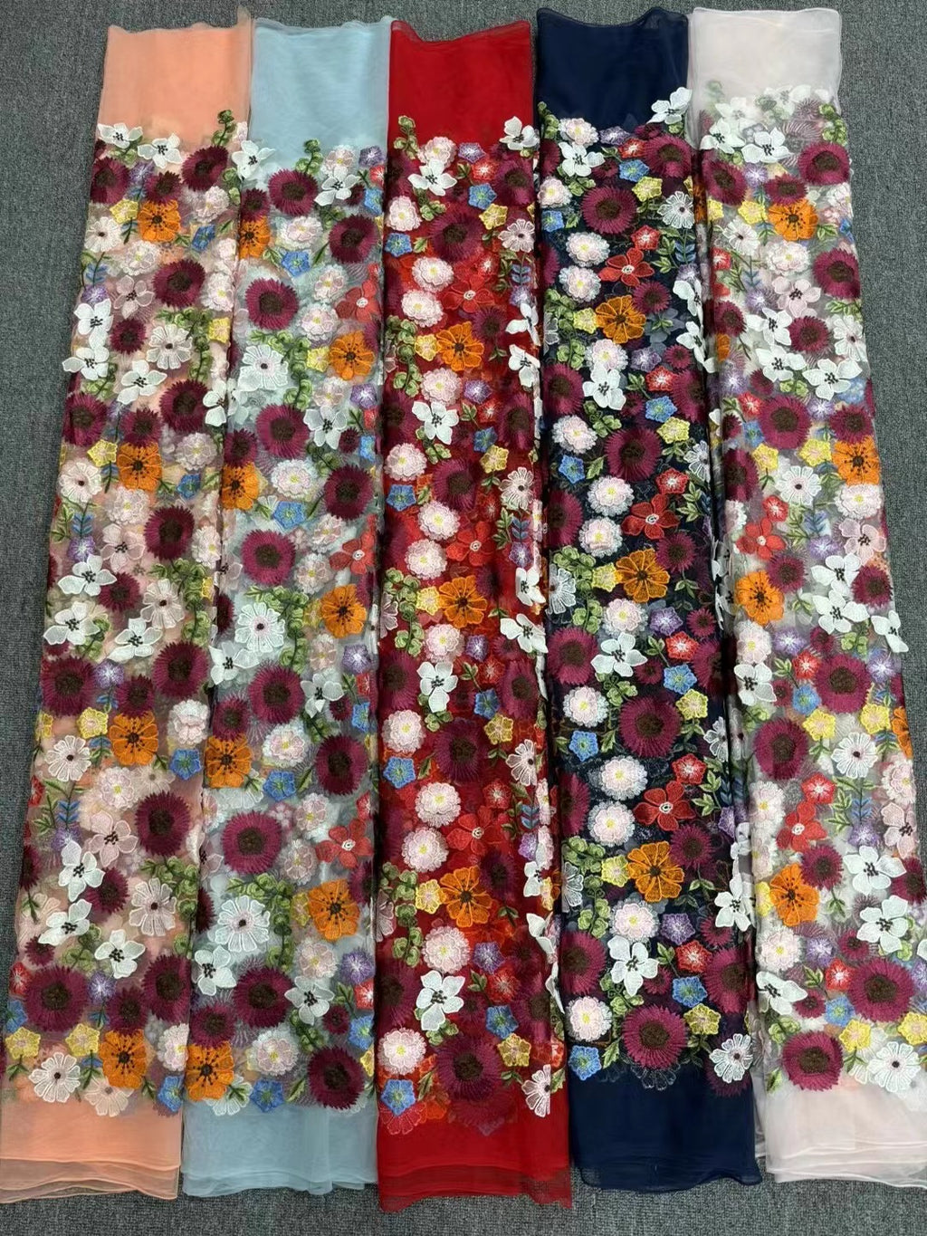 Multicolor Appliqué Bridal Fabric — fabric photo 2