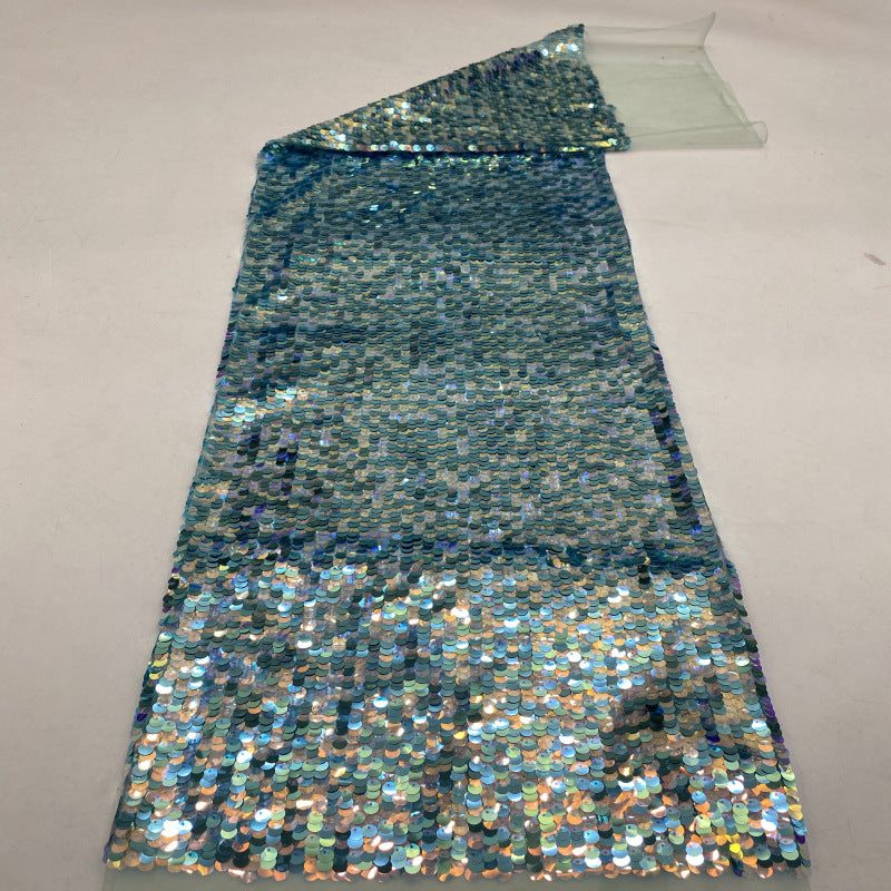 Two-Tone 9 mm Sequin Embroidered Bridal Fabric — fabric photo 2