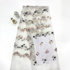 Fine Mesh Embroidery with Silver Beads and 4 mm Sequins — fabric photo 5