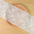 Large Floral Double-Scallop Straight-Edge Stretch Nylon Lace Trim 22 cm — fabric photo 5