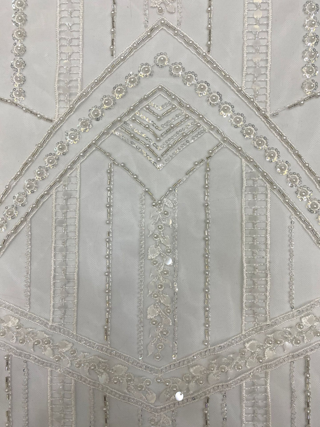 Bugle & Foam Bead 3/7mm Sequin Wedding Fabric — fabric photo 5