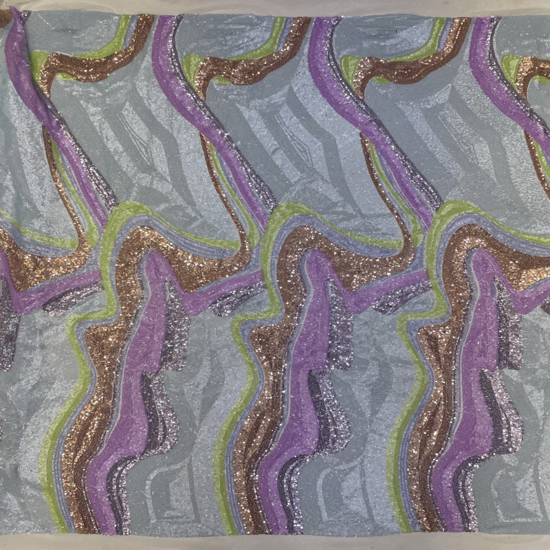 Large Floral Colorful 3mm Sequin Fabric — fabric photo 2