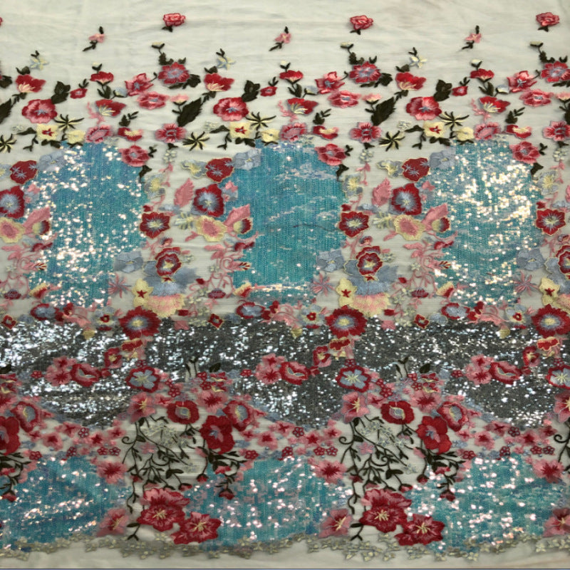 Embroidered Tulle Mesh Fabric – Design 35871