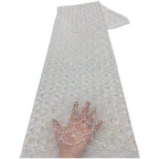 Bugle Bead Sequin Embroidered Wedding Lace — fabric photo 4
