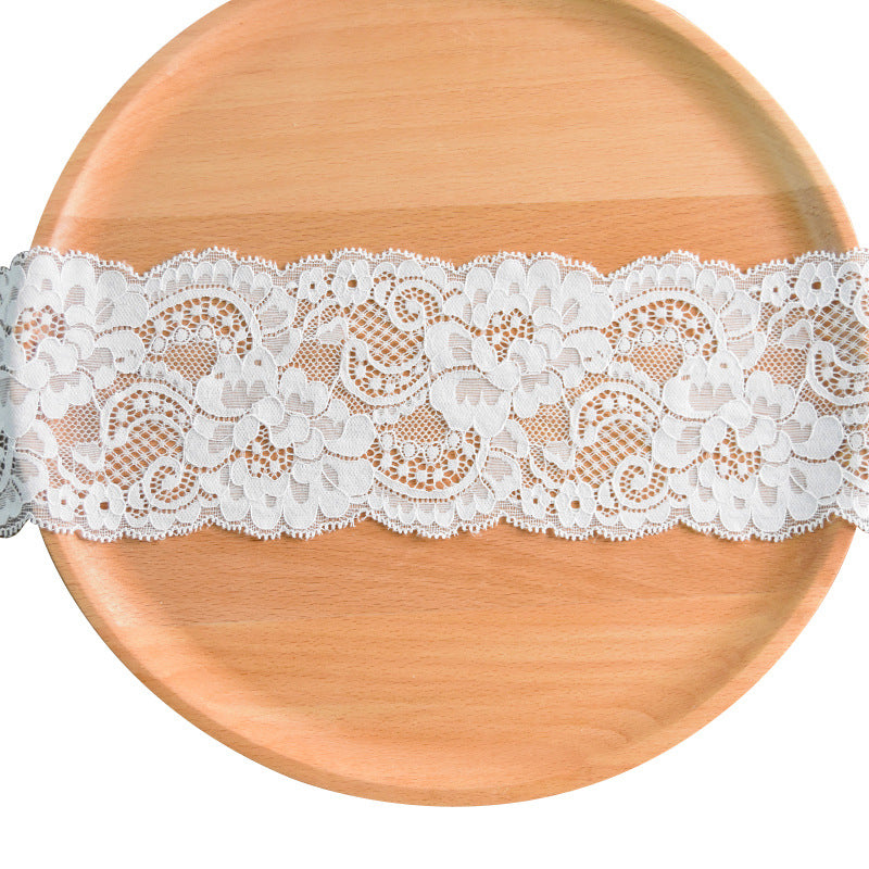 Large Floral Double-Scallop Corded Stretch Nylon Lace Trim 10 cm — fabric photo 4