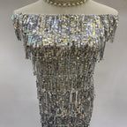 Fringed Dense 5/7mm Sequin Embroidery Fabric — fabric photo 2