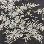 3D 3/7 mm Sequin & White-Core Bead Embroidered Bridal Fabric – Design 47007 — fabric photo 2