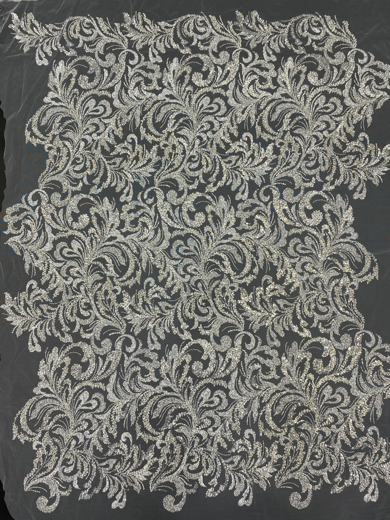 2/4 mm Sequin Embroidered Bridal Fabric – Design 16191 — fabric photo 3