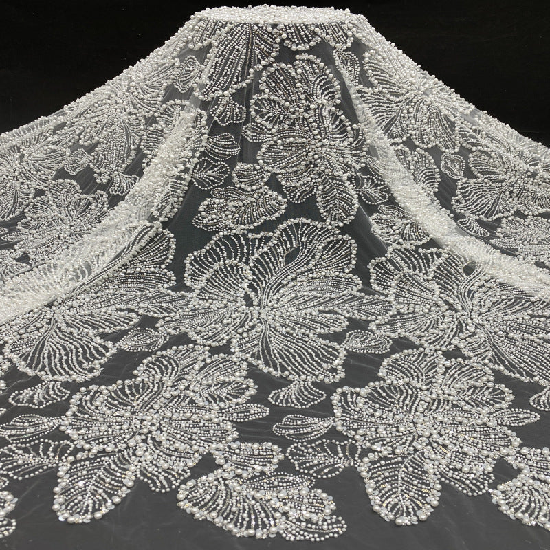 Heavy Foam Bead Sequin Embroidered Bridal Fabric