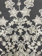 Botanical Foam Bead Embroidered Fabric with Sequins — fabric photo 3