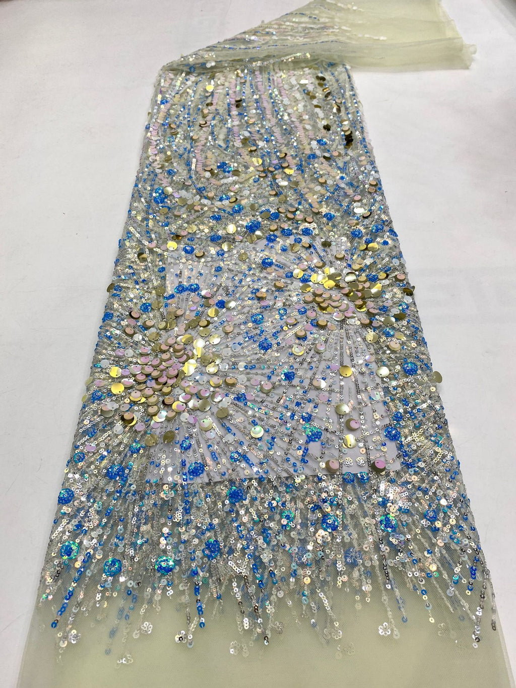 Metallic Beaded Mesh Embroidery Fabric — fabric photo 2