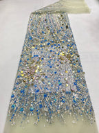 Metallic Beaded Mesh Embroidery Fabric — fabric photo 2