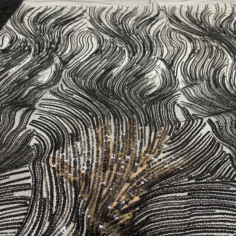 3/5 mm Sequin Embroidered Bridal Fabric – Design 72031 — fabric photo 5