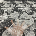Large Floral Sequin & Laser-Cut Embroidered Lace Fabric — fabric photo 2