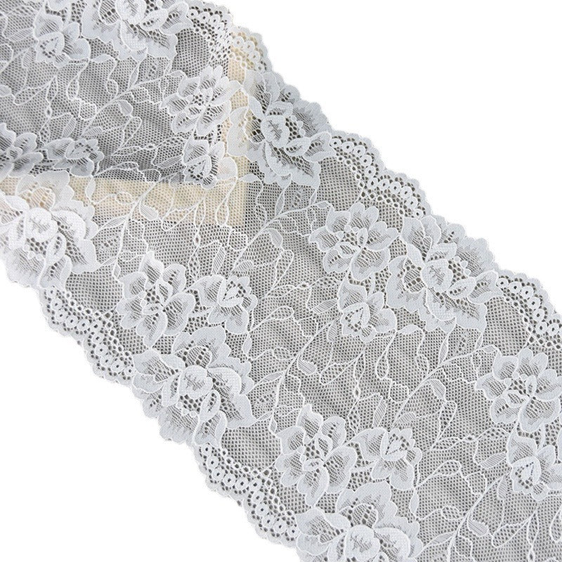 Large Floral Wide Stretch Nylon Lace Trim 18 cm — fabric photo 4
