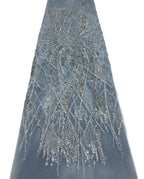 Raised Silver-Bead & 3/6 mm Crystal Sequin Fabric — fabric photo 2