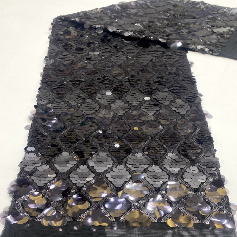Heavy Multisize Sequin Embroidered Stretch Mesh — fabric photo 4