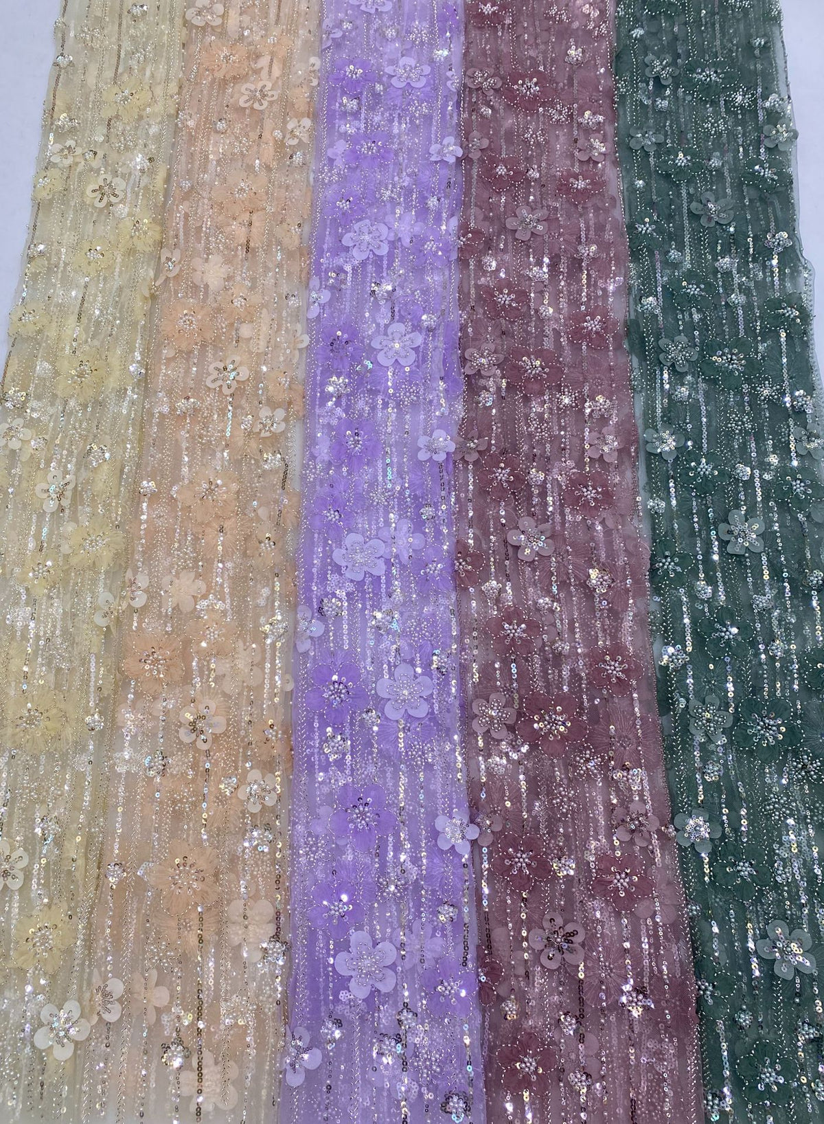 Sequin & Bubble-Bead Embroidered Bridal Fabric – Design 91903 — fabric photo 2