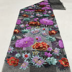 Large Floral Sequin Fabric in Apricot & Black Base — fabric photo 5
