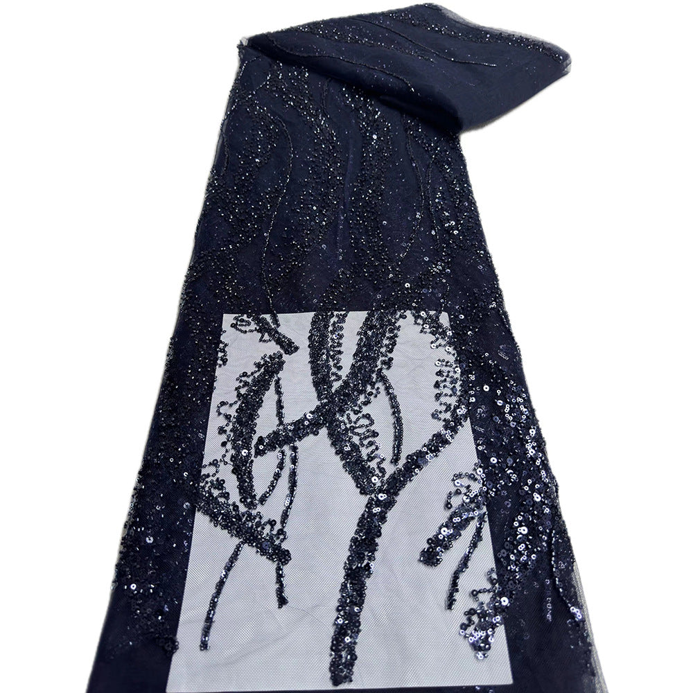 Bugle Beaded Sequin Embroidered Mesh Lace — fabric photo 3