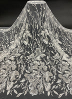 Bugle Bead & 3/7mm Sequin Embroidery Fabric