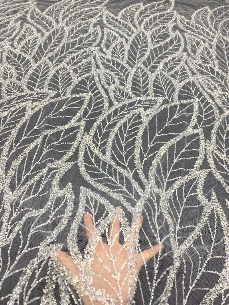 Dense Bead Embroidery & Sequin Fabric for Bridal Gowns — fabric photo 2