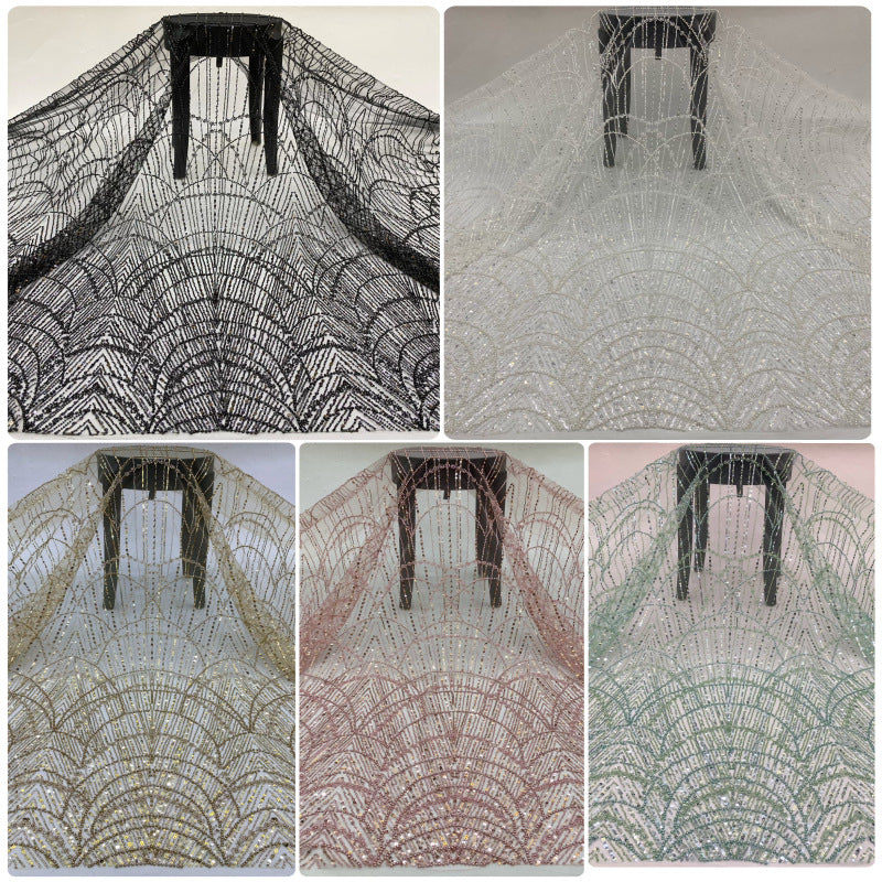 Sequin & Double-Bead Embroidered Bridal Fabric – Design 38783