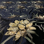 Velvet Botanical Embroidery with Colorful Sequins — fabric photo 3