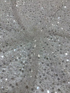 Foam and Silver Bead Sequin Mesh Fabric — fabric photo 6