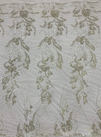 Heavy 3/7 mm Sequin & Triple-Bead Embroidered Bridal Fabric – Design 44351 — fabric photo 2