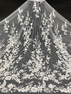 Totem Bugle Bead Sequin Fabric for Wedding Dresses