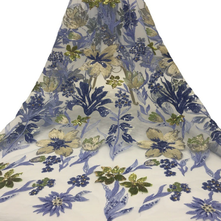 Classic Multicolor Sequin Embroidered Fabric for Qipao