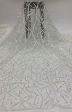 Triple-Bead Embroidered Fabric with 3 mm Crystal Sequins