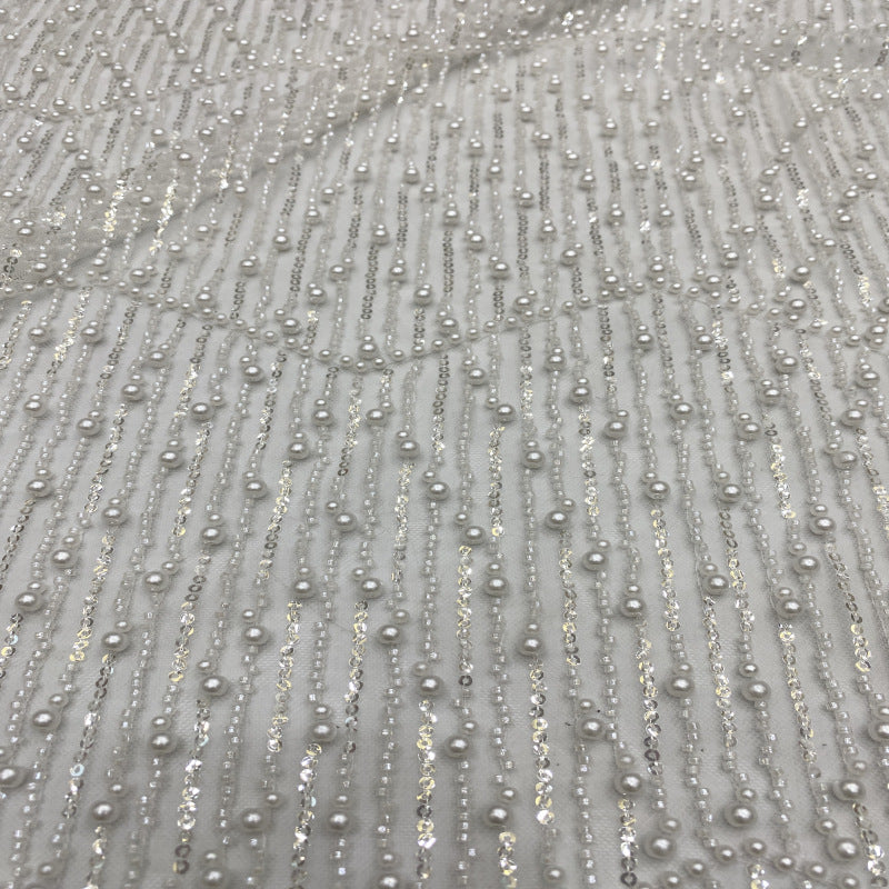 3 mm Sequin & Bubble-Bead Embroidered Bridal Fabric – Design 84447 — fabric photo 5