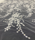 White-Core Bead & 3/7 mm Sequin Embroidered Fabric — fabric photo 2