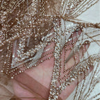 Coffee Brown Cutwork Embroidered Mesh — fabric photo 3