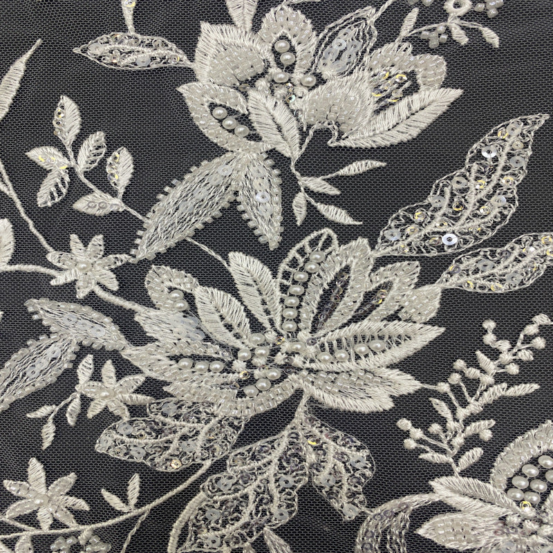 Large Floral Foam Bead & 3/4mm Sequin Fabric — fabric photo 3