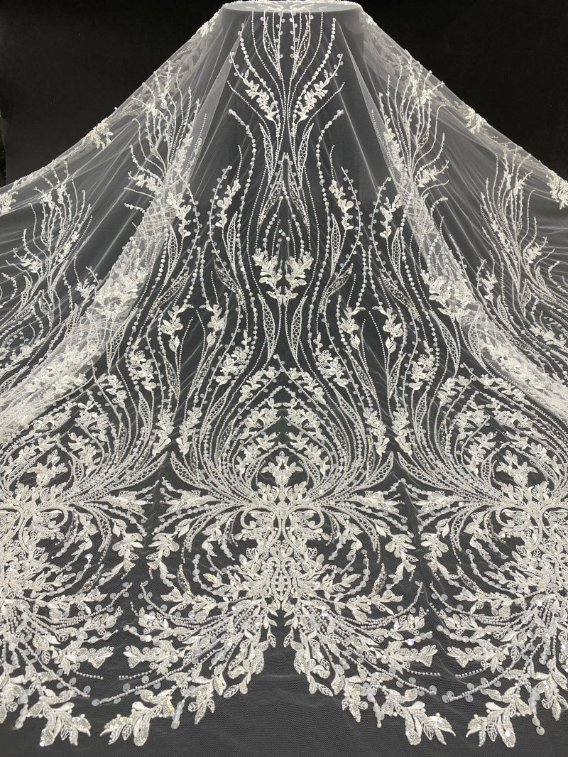 Sequin Embroidered Bridal Fabric – Design 92511 — fabric photo 6