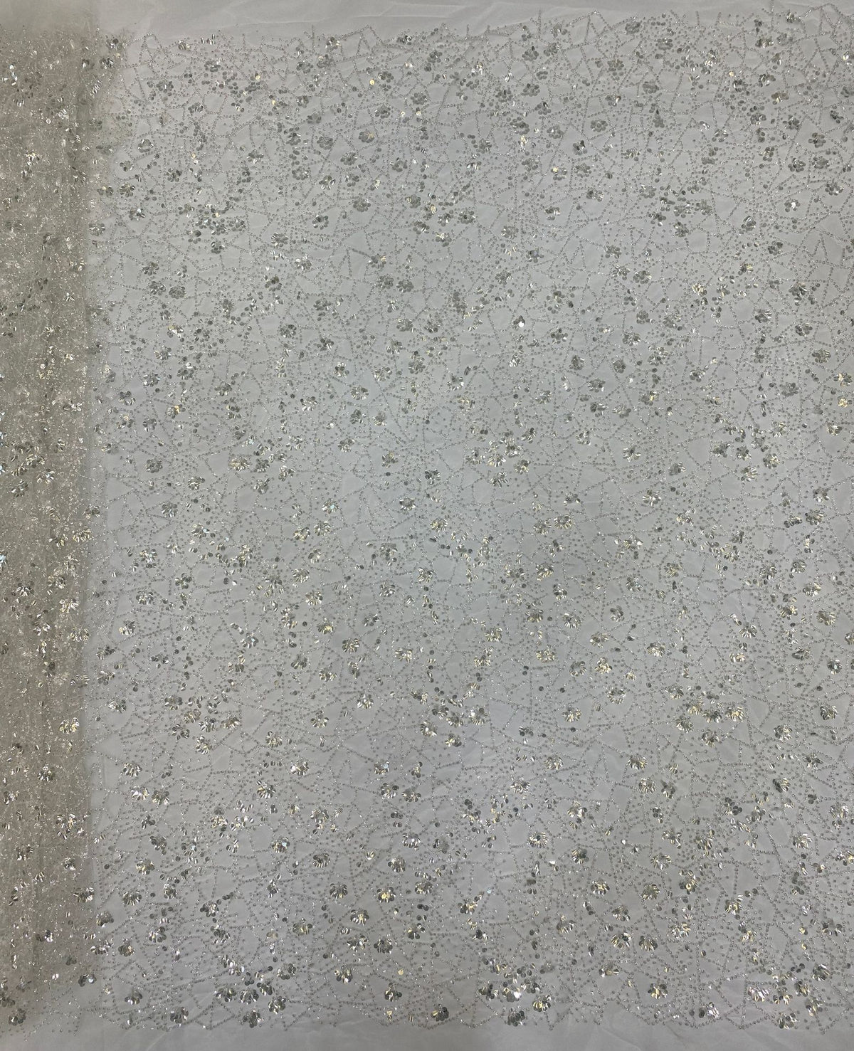 Geometric Bead & 3/7 mm Crystal Sequin Embroidered Fabric — fabric photo 2