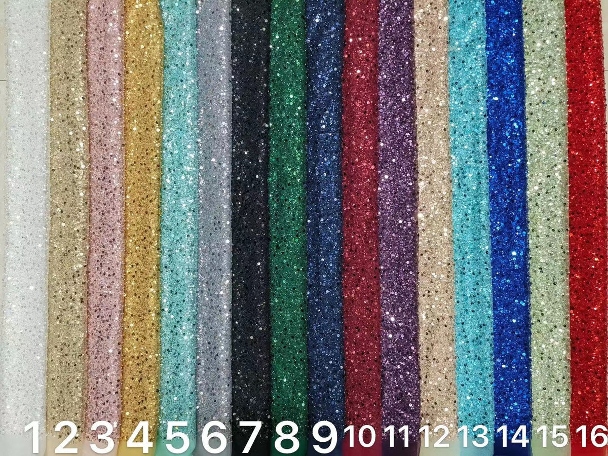 Foam and Silver Bead Sequin Mesh Fabric — fabric photo 5
