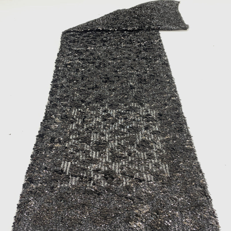 Textured Yarn Leaf Sequin Embroidery Fabric — fabric photo 3